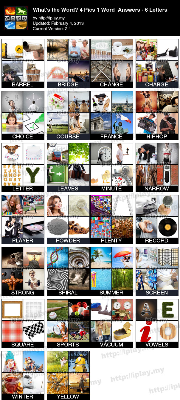 4 Pics 1 Word Answers List With Pictures IPlay my