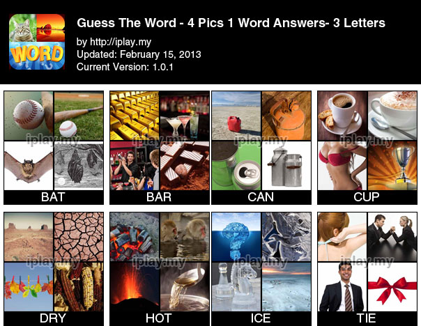 Guess The Word - 4 Pics 1 Word Answers 3 Letters