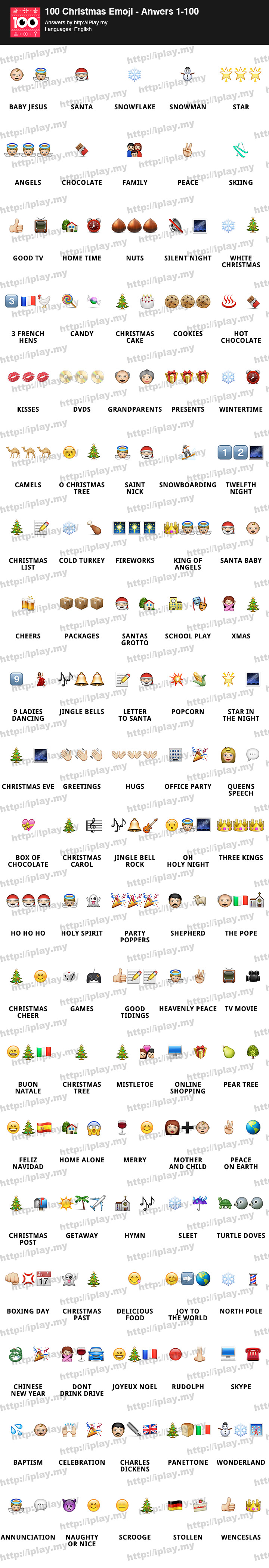 100 Christmas Emoji Answers iPlay my